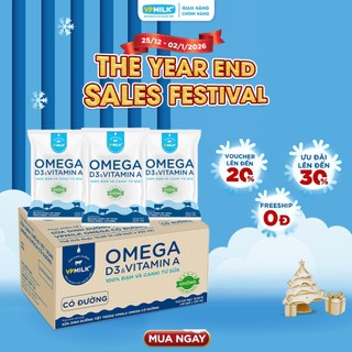   Chỉ giao HCM  Sữa dinh dưỡng tiệt trùng VPMilk Omega BỊCH 220ml  thùng 48 bịch  