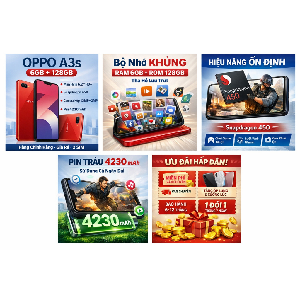 OPPO A3s 6GB/128GB – RAM 6G/128G,MỚI ĐẸP, 2 SIM, Chơi Game – Hàng Chính Hãng, Giá Rẻ Shope