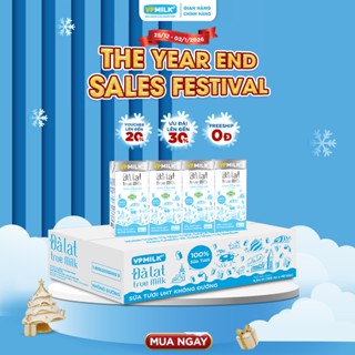  Sữa tươi UHT Đà Lạt True Milk VPMilk không đường hộp 180ml  thùng 48 hộp  