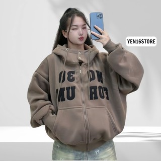 Áo khoác nỉ 4 túi form rộng thêu chữ ,có nút bấm ,nón to rộng trùm đầu tay xỏ ngón phong cách trẻ trung cá tính