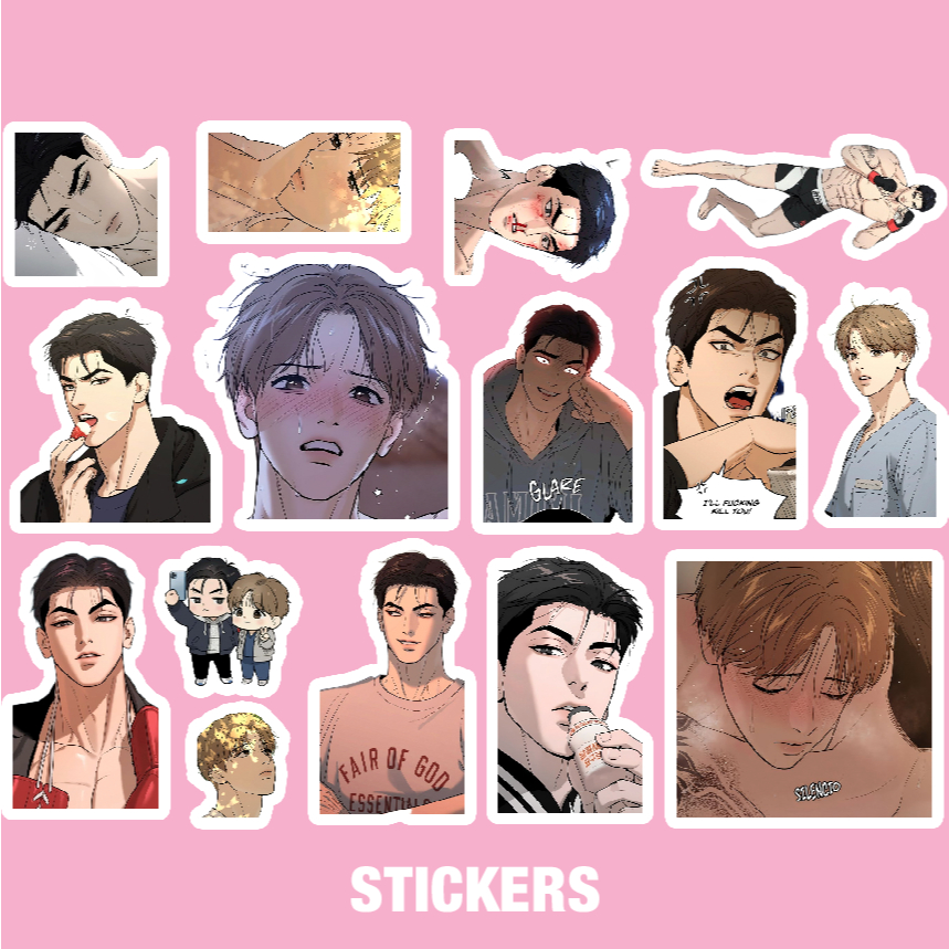 50-100 sticker Jinx Hình dán truyện tranh Boy love Vận Xui cắt sẵn không trùng, bóc ra dán