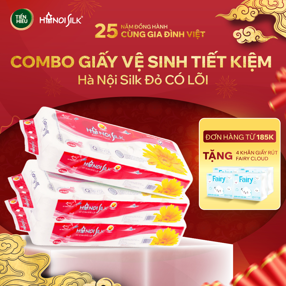(Kiểm tra kĩ quà tặng trong đơn hàng nếu có) COMBO Giấy Vệ Sinh Hanoi Silk 3 Lớp Không Lõi Và Có Lõi