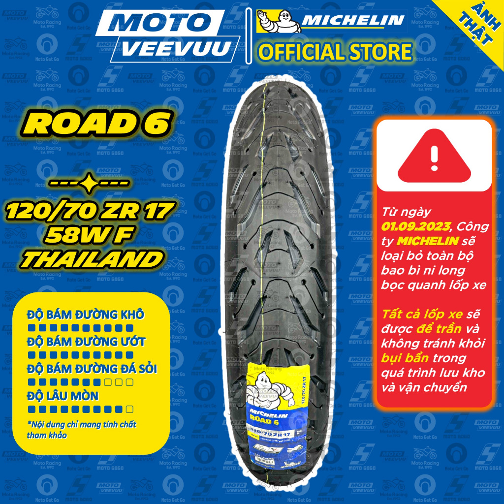 [MTVV] Vỏ lốp xe máy MICHELIN 120/70ZR17 TL ROAD 6 ( 120/70-17 )<END>