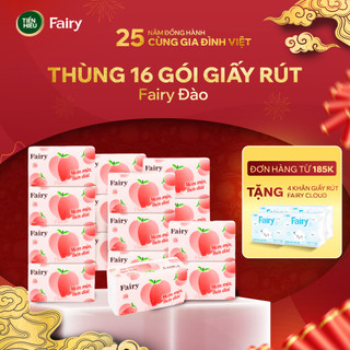  Thùng Giấy Ăn Rút Fairy Đào Khổ To 3 Lớp Siêu Dai Chất Liệu Mềm Mại An Toàn Cho Da 450 Tờ 