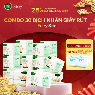   Giao Màu Ngẫu Nhiên  Combo 30 Bịch Giấy Ăn Fairy Sen Chất Liệu 100% Gỗ Tự Nhiên An Toàn Thiết Kế 3 Lớp Bền Dai 270 Tờ 
