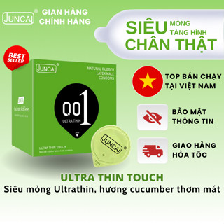 Bao cao su Juncai Ultra Thin Touch siêu mỏng tàng hình có chứa chất bôi trơn cao cấp hộp 10 chiếc