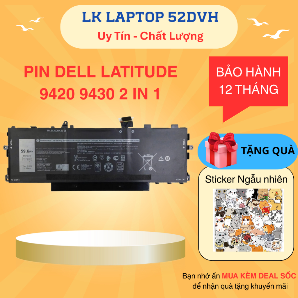 Pin Laptop Dell Latitude 9420 9420 2 in 1 9430 9430 2 in 1 GHJC5 New 100%