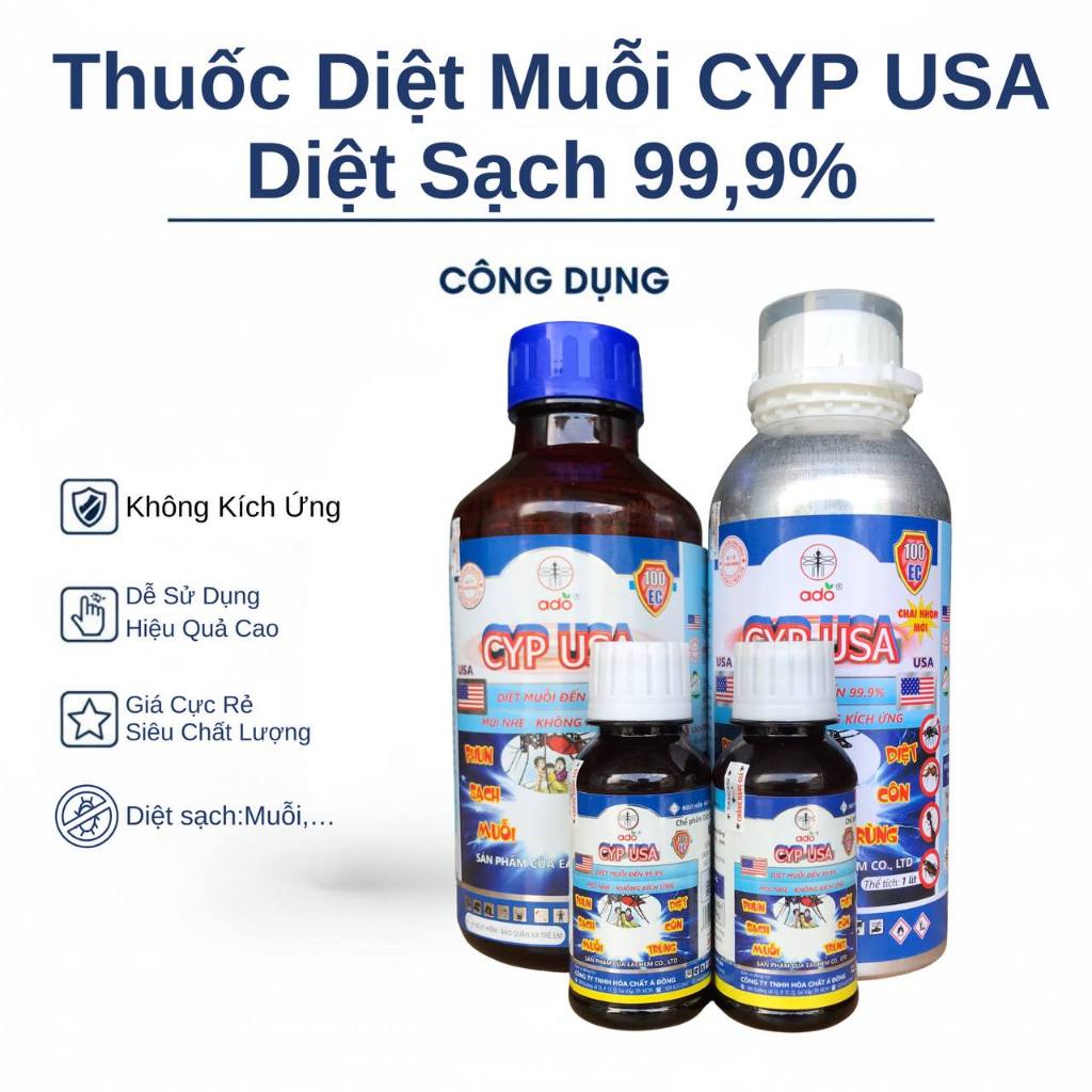 Thuốc diệt muỗi và côn trùng CYP USA 100EC Chai NHÔM 1 lít (CHÍNH HÃNG 100%)