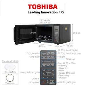 Lò Vi Sóng Điện Tử Toshiba MM-EM25PE(BM), Dung Tích 25Lit - Công Suất 800w, Bảo Hành Chính Hãng