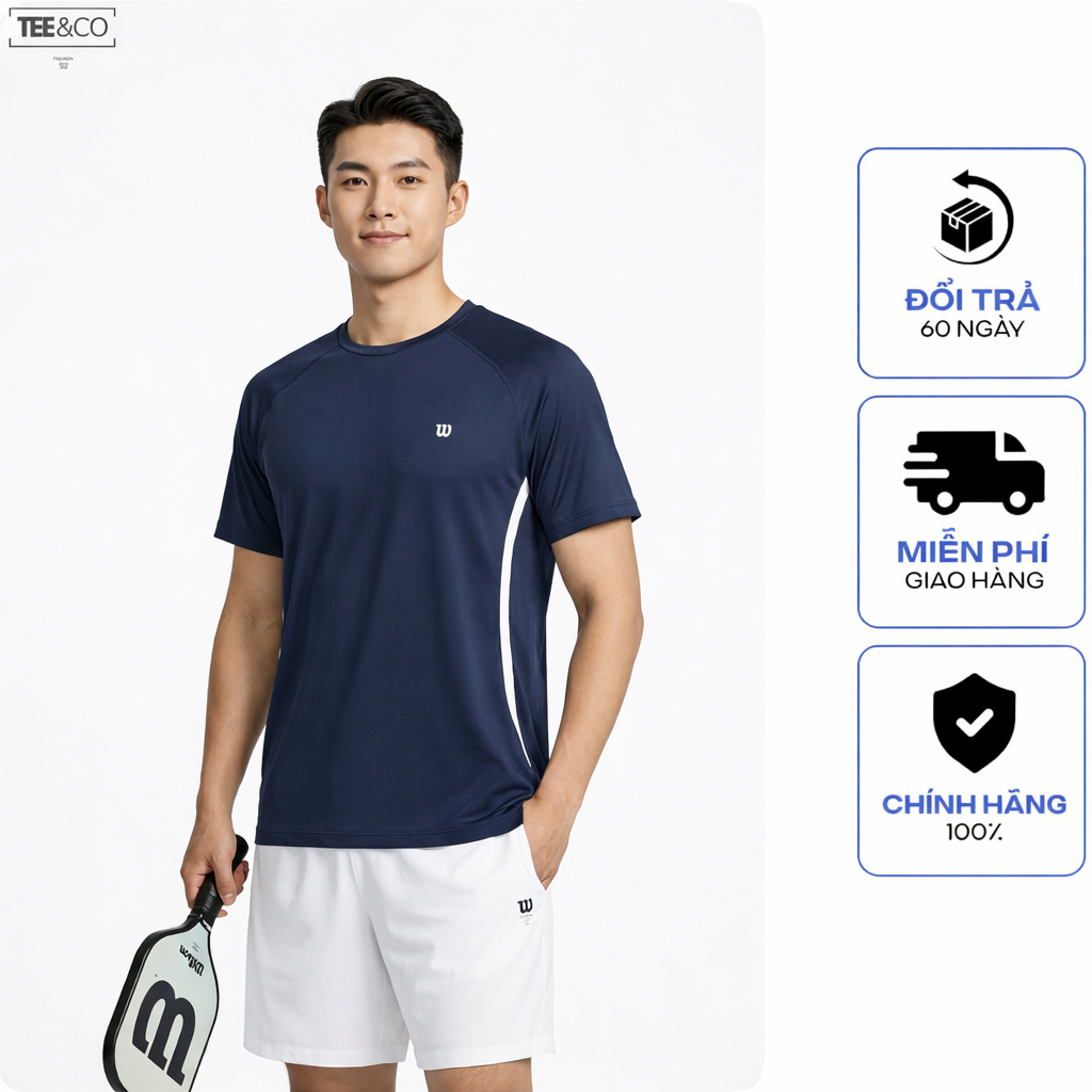 Bộ Thun Thể Thao Nam Wilson Áo Thun Wilson + Quần Thun Nam Cao Cấp, Co Giãn, Thấm Hút, Mặc Tennis, P