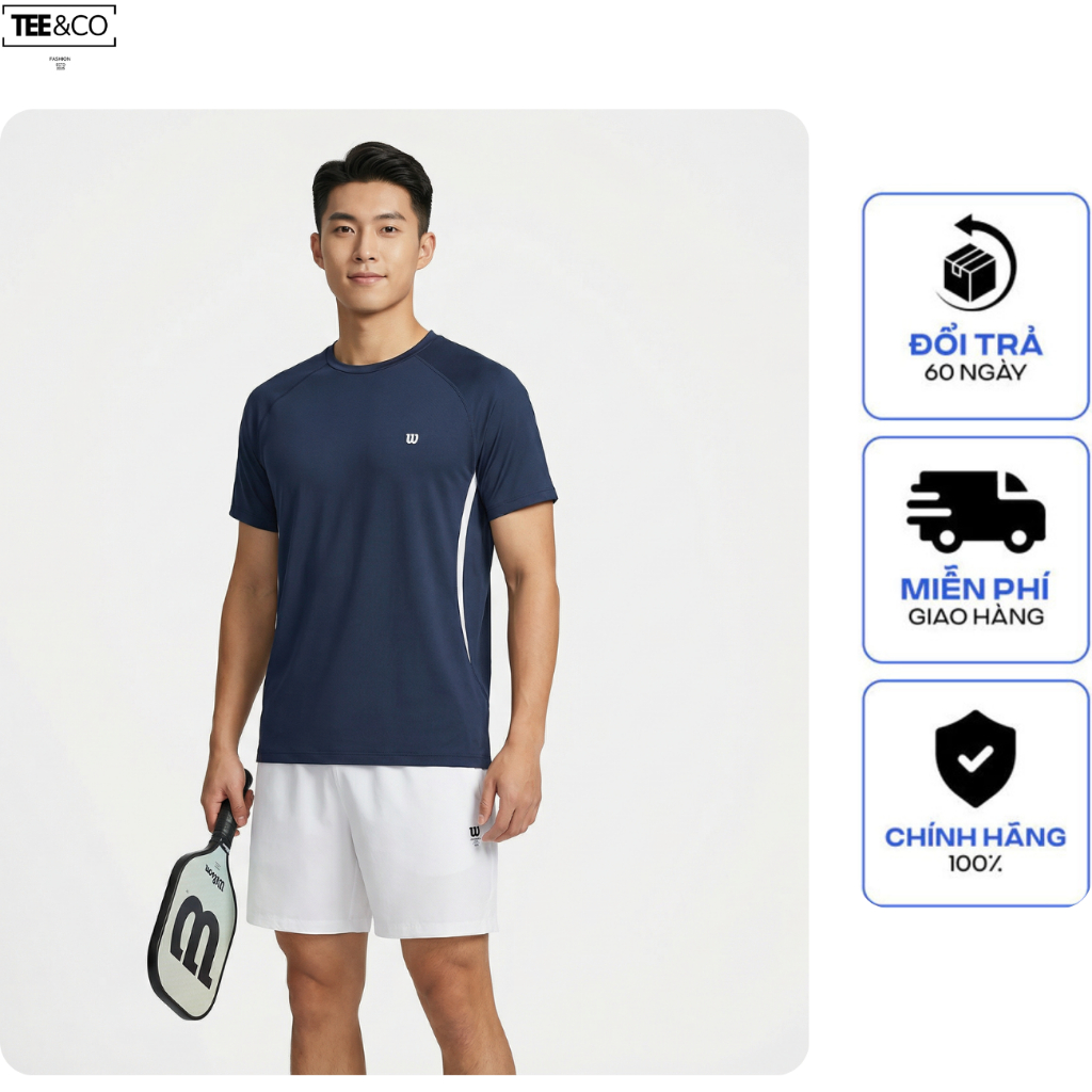 Bộ Thun Thể Thao Nam Wilson Áo Thun Wilson + Quần Thun Nam Cao Cấp, Co Giãn, Thấm Hút, Mặc Tennis, P