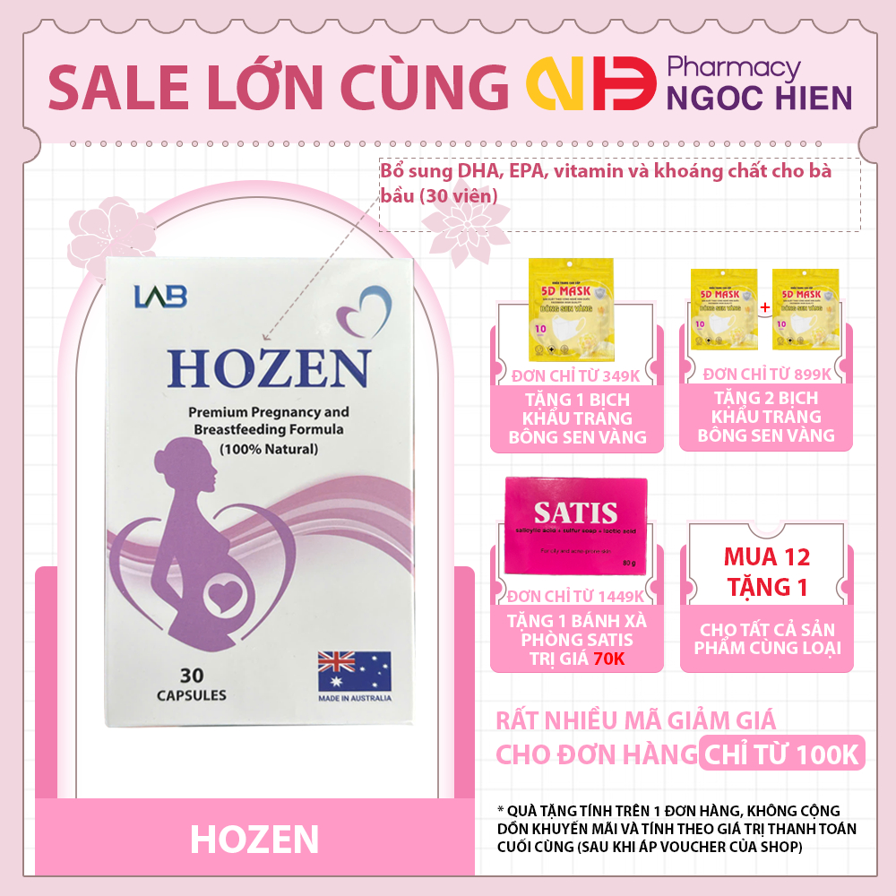Viên uống Hozen – Cung cấp DHA, EPA, vitamin và khoáng chất cho mẹ bầu, hỗ trợ sức khỏe thai kỳ (30 