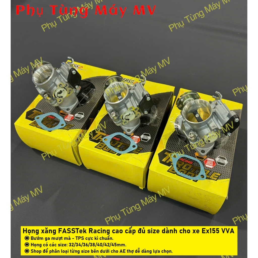 Họng xăng FASSTek 32/34/36/38/40/42/45mm dành cho xe Ex155 VVA