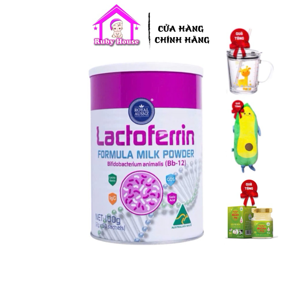 Sữa Hoàng Gia Úc Lactoferrin hồng hộp 50 gói hỗ trợ bé tăng đề kháng ăn ngon tăng cân