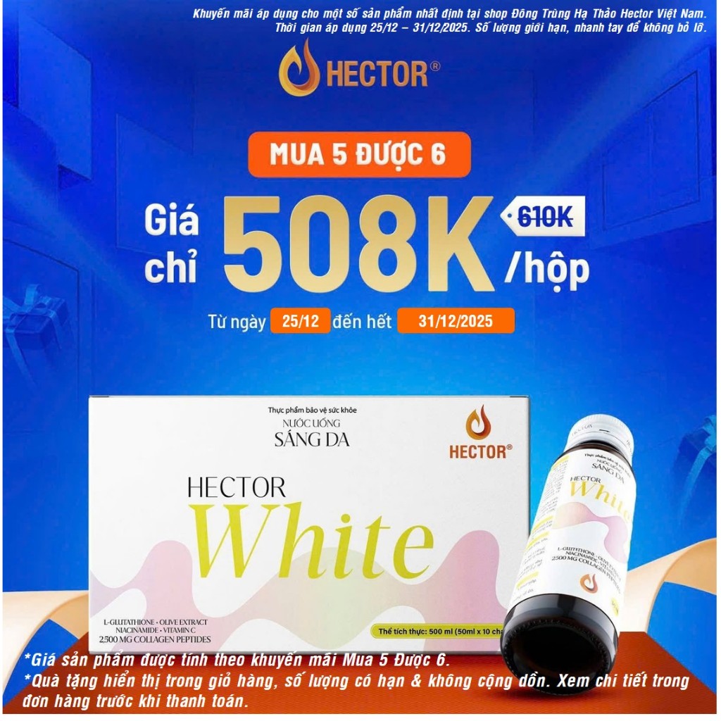 Mua 5 Được 6 Đông trùng hạ thảo hector white nước uống sáng da từ nước nấm đông trùng hạ thảo hector