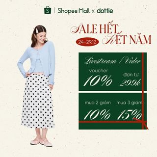  DOTTIE - Váy midi thun chấm bi - Trắng - S0299 