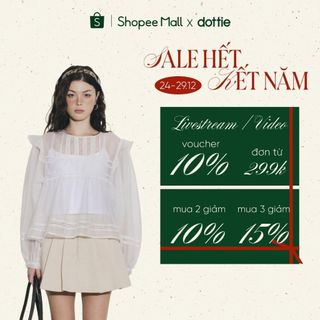  DOTTIE - Áo phối đăng ten và ly - Trắng - T1132 