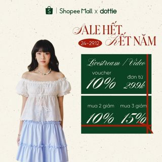  DOTTIE - Áo trễ vai tay phồng - Trắng - T1109 