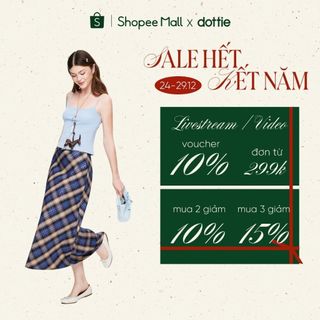  DOTTIE - Chân váy midi kẻ ô - Xanh dương - S0295 
