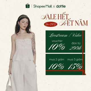  DOTTIE - Áo kiểu 2 dây đính nơ - Kem - T1136 