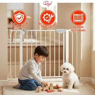  Thanh chắn cửa thanh chắn cầu thang ROYAL an toàn cho bé dễ dàng lắp đặt không cần khoan đục 