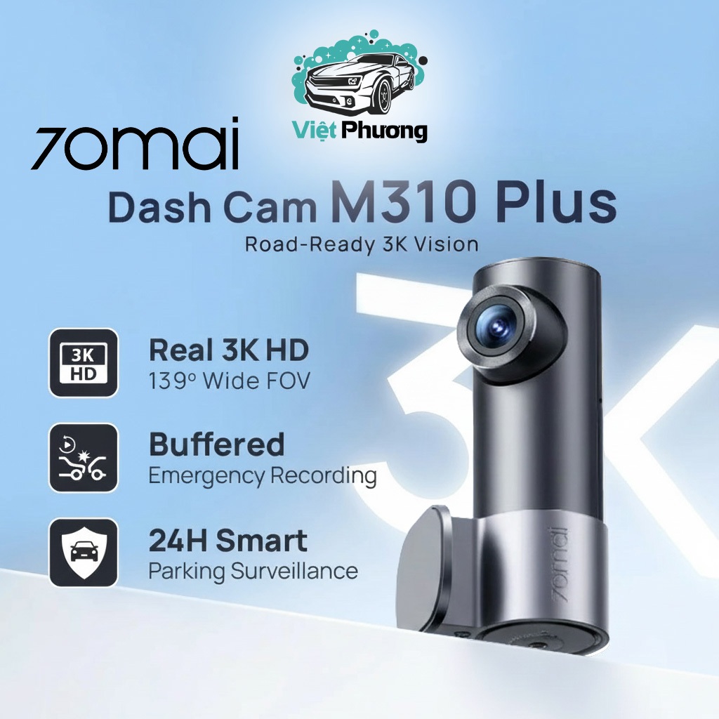Camera Hành Trình Ô tô 70mai M310 Plus 3K Phiên Bản Mới 2025 QUỐC TẾ Độ Nét Cao (hàng Chính Hãng)