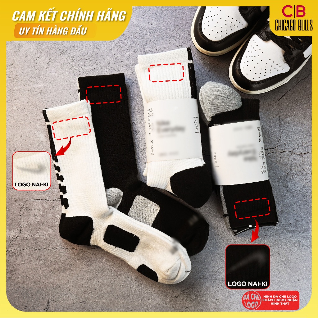 (𝗖𝗵𝗶́𝗻𝗵 𝗵𝗮̃𝗻𝗴 - Chicago Bulls) Vớ Tất Nai-Ki 2 Màu Thể Thao Co Dãn Dày Dặn