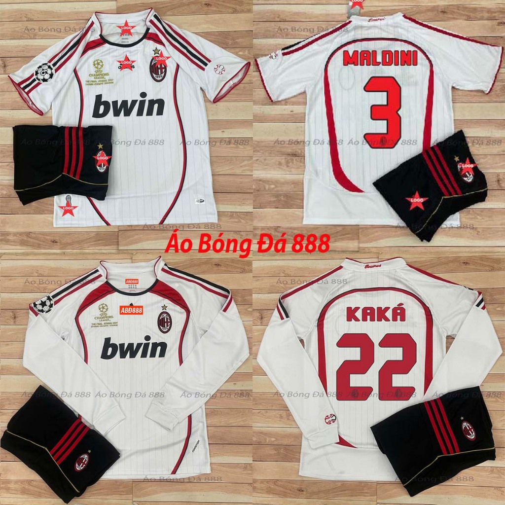 Bộ Quần Áo Bóng Đá CLB AC Milan Sân Khách 2007 - Vải Polyester Gai Thái Cao Cấp
