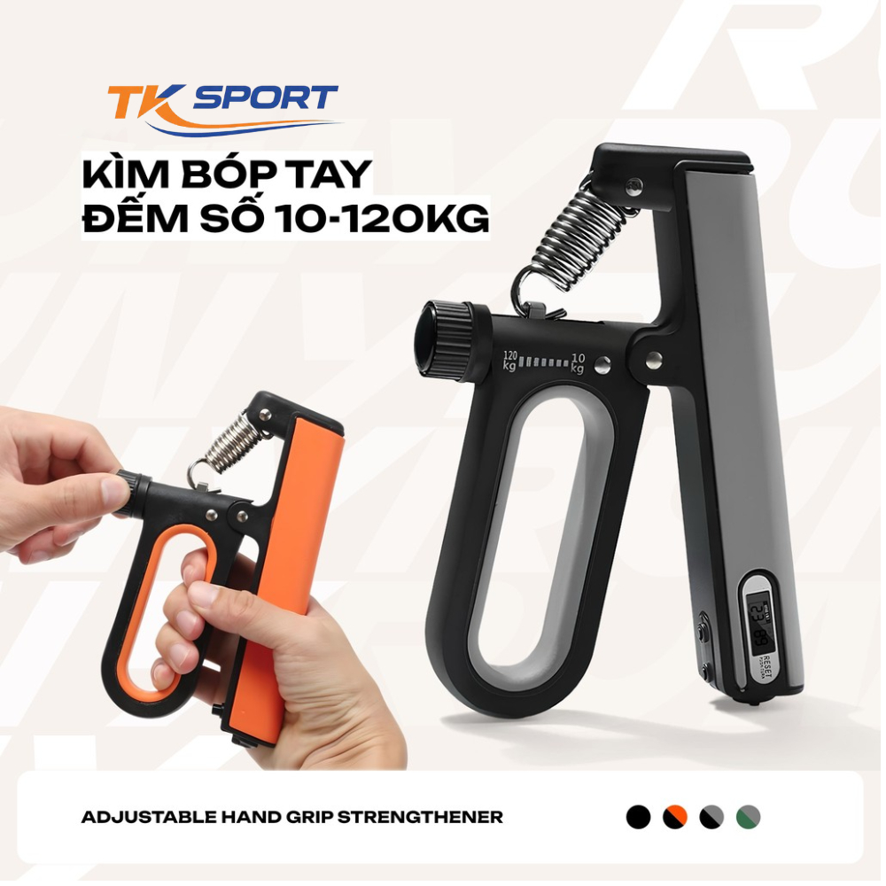 Kìm Bóp Tay Điều Chỉnh 120KG Đếm Số Thông Minh - Luyện Tập Cơ Tay Tại Nhà -Tiết Kiệm Sport- KIM120DS