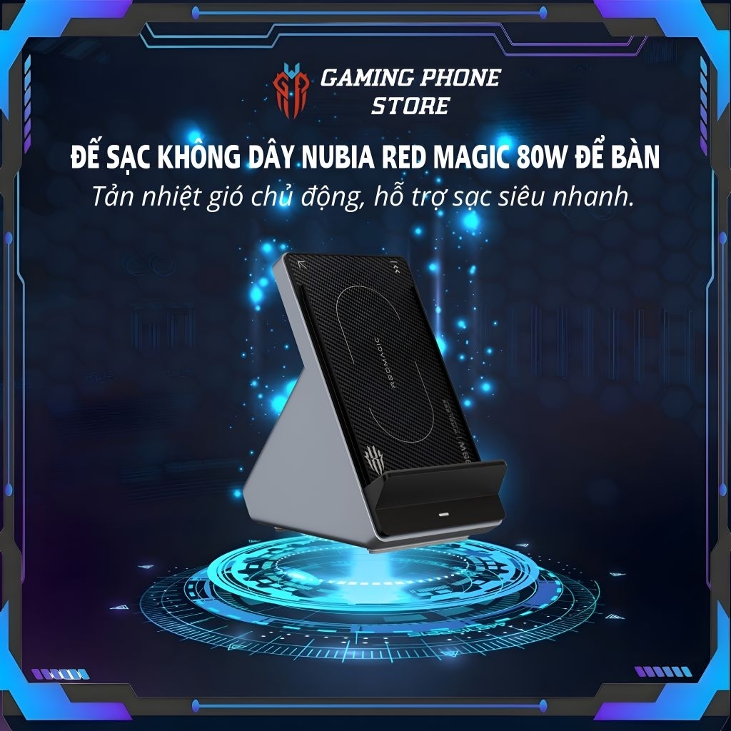 Đế Sạc Không Dây Nubia RedMagic 80W Tích Hợp Quạt Tản Nhiệt – Chính Hãng