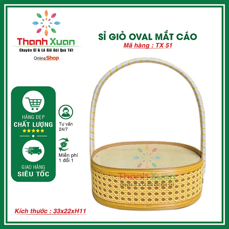 Giỏ gói trái cây, giỏ gói trái cây quà tặng, oval mắt cáo