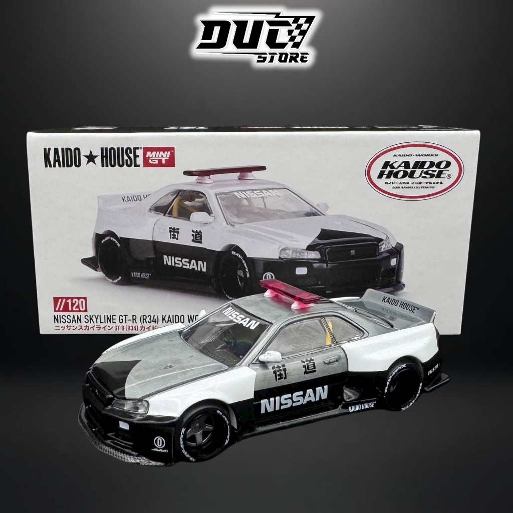 ducstore Xe mô hình KAIDO HOUSE KHMG120 Nissan Skyline GT-R (R34) KAIDO WORKS V2 Aero (Japan Police)