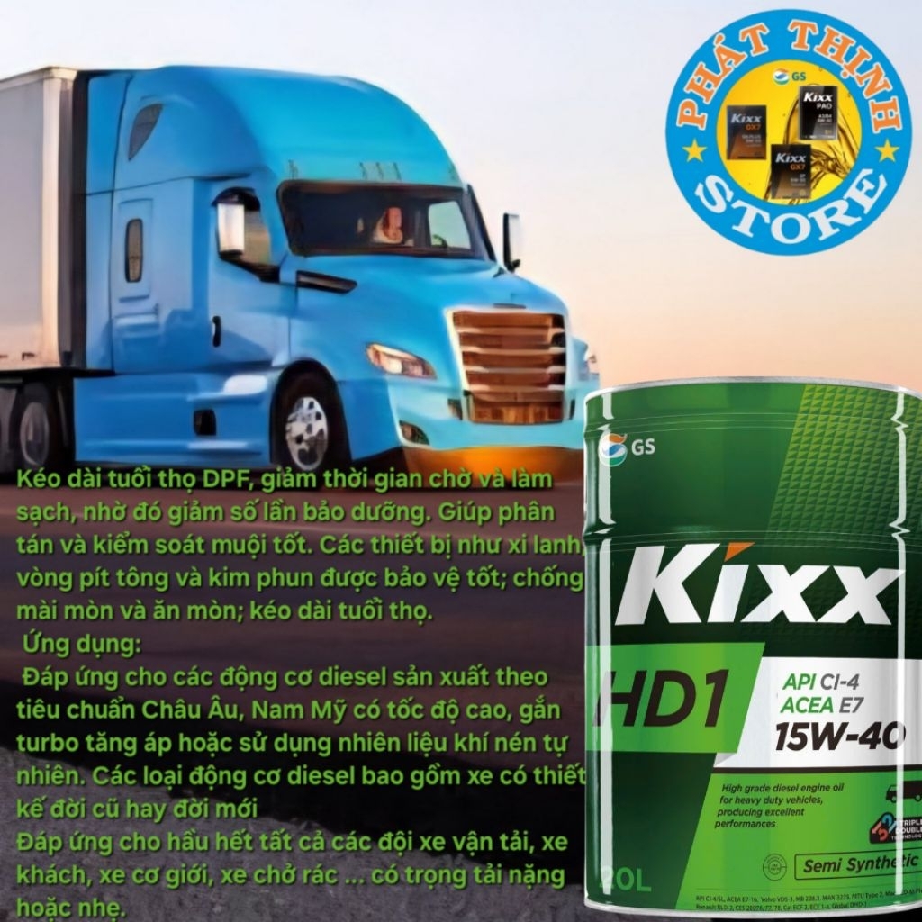 Nhớt Kixx HD1 CI-4 / E7 15W40 - 20L