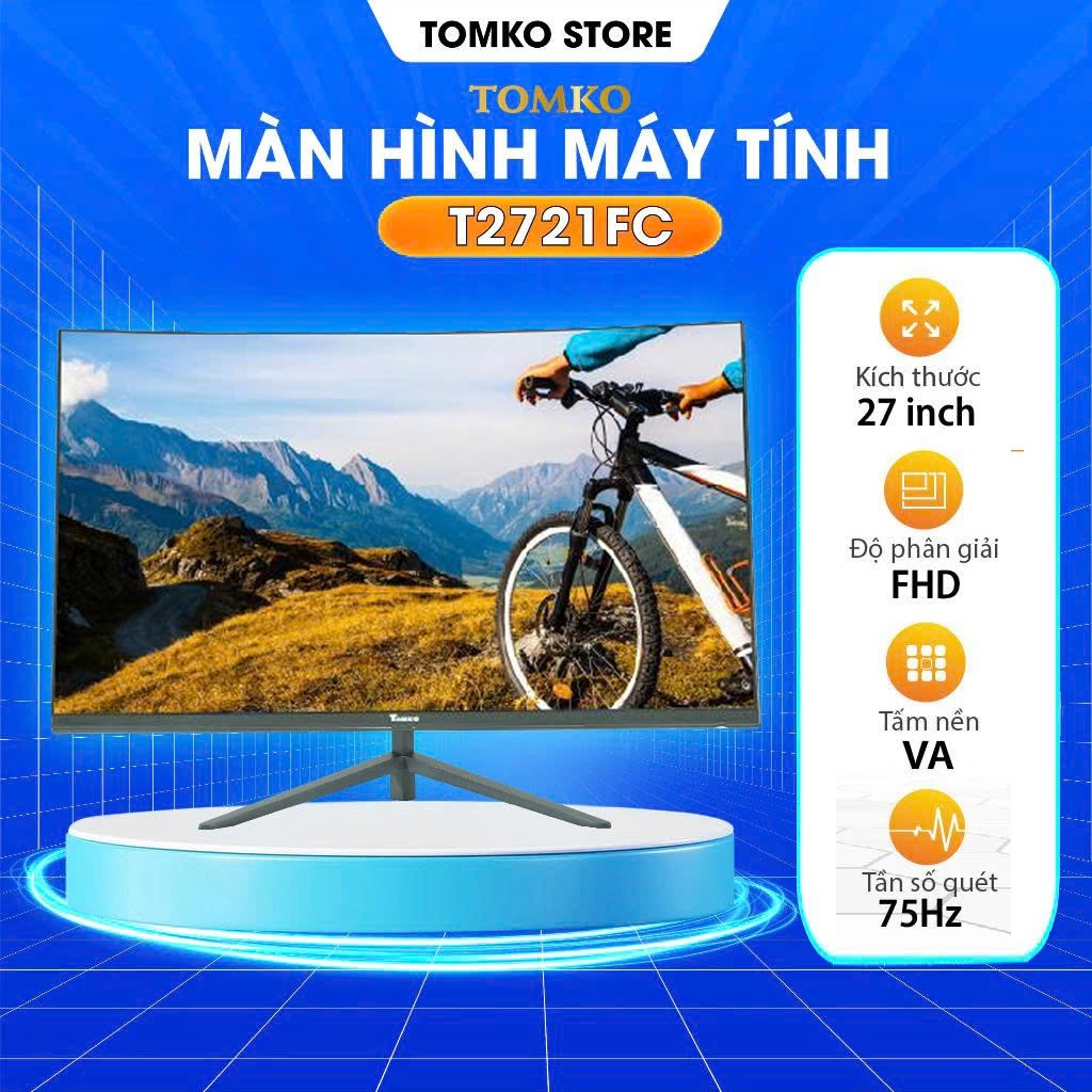 Màn hình máy tính cong Tomko 27 inch,Tomko T2721FC 27" FHD VA 75Hz 5ms, hàng chính hãng, bảo hành 24