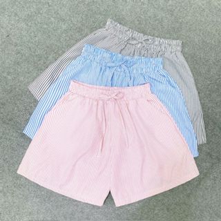  Quần đùi bigsize nữ ống rộng lưng thun co giãn kẻ sọc nhí chất mềm mịn thấm hút tốt mồ hôi - Q537 