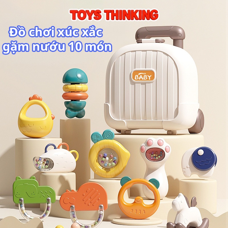Bộ đồ chơi xúc xắc và gặm nướu 10 món từ Toysthinking an toàn cho trẻ sơ sinh dễ tiệt trùng kèm hộp