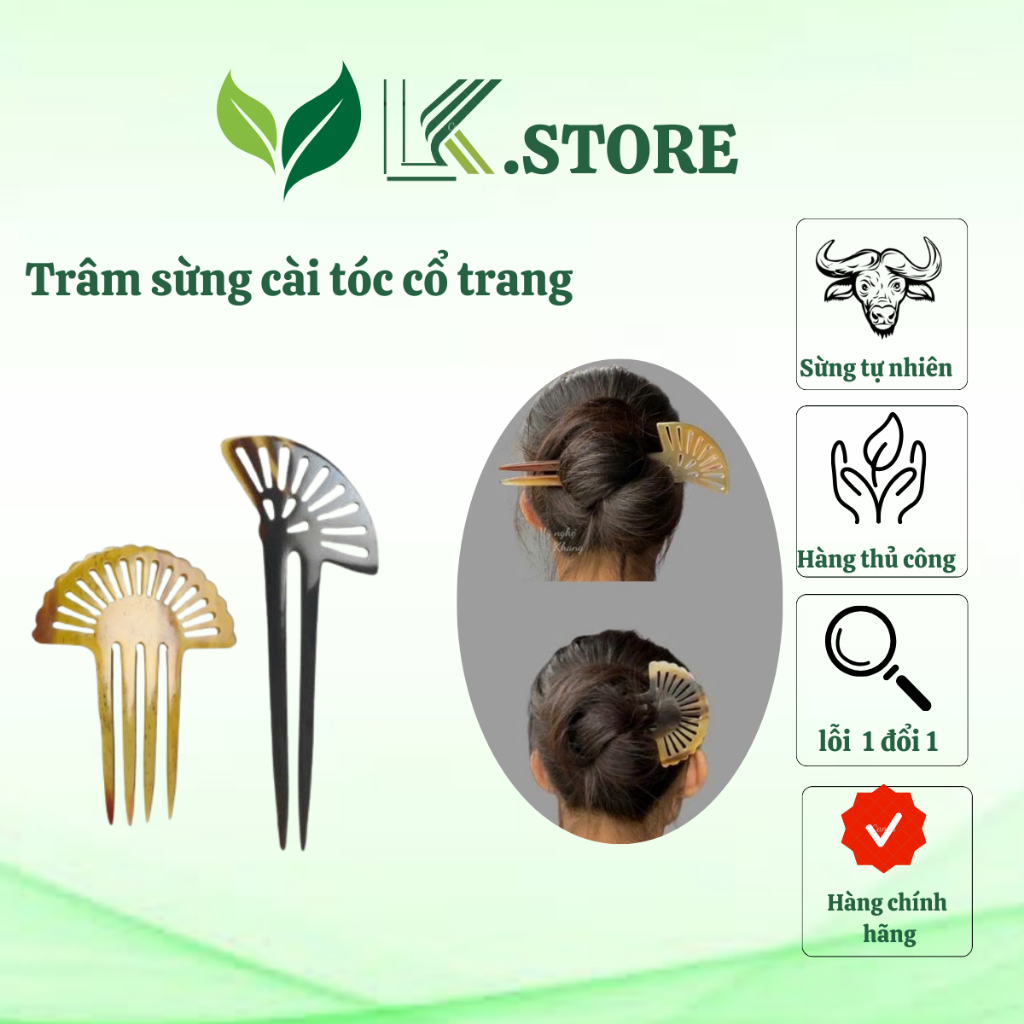 Trâm sừng trâu kiểu dáng hiện đại, cài tóc chắc chắn- L.K store