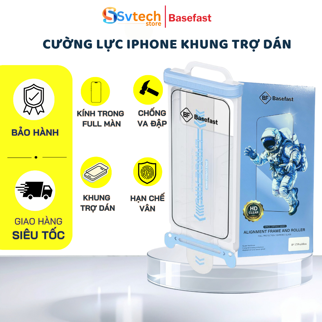 Kính cường lực trong khung trợ dán Basefast, con lăn trợ dán cho lPhone 12 13 14 15 17prm