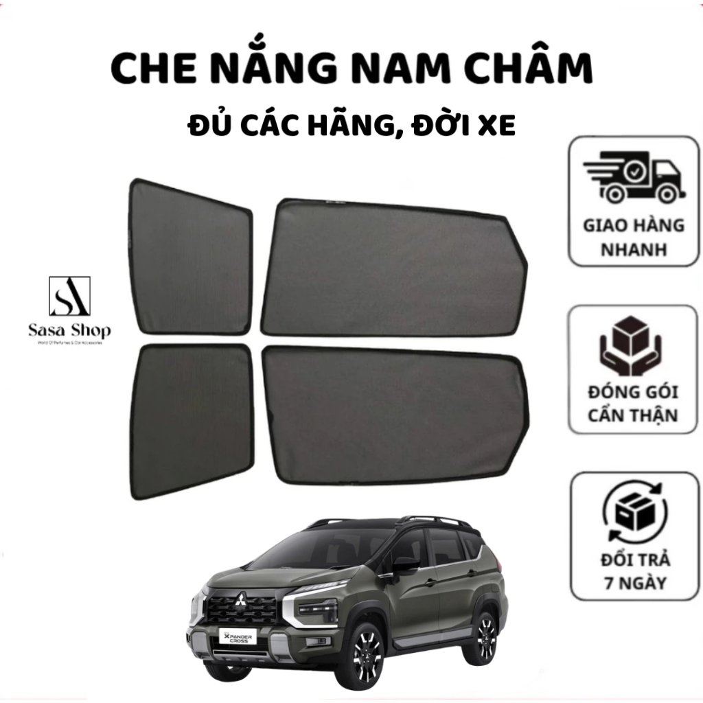 Rèm che nắng ô tô bộ 4 tấm Hàng Việt Nam Cao Cấp - Rèm nam châm ô tô chuẩn form vừa khít cho xe