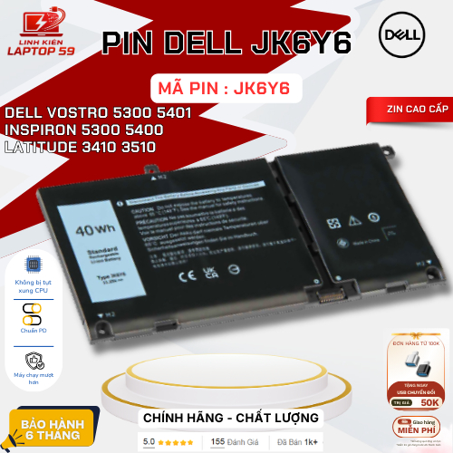Pin Laptop DELL Vostro 5300 5401 5402 5501 5502 Pin DELL Latitude 3410 3510 JK6Y6 CF5RH - 40Wh - BH 