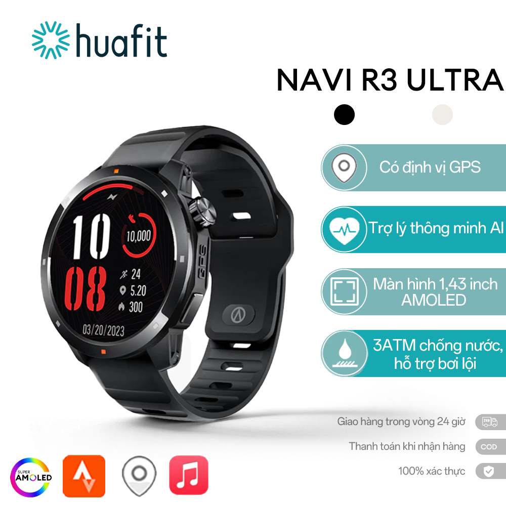 HUAFIT NAVI R3 Ultra đồng hồ thông minh GPS AMOLED 3ATM chống nước Hỗ trợ bơi lội Có thể lưu trữ nhạ