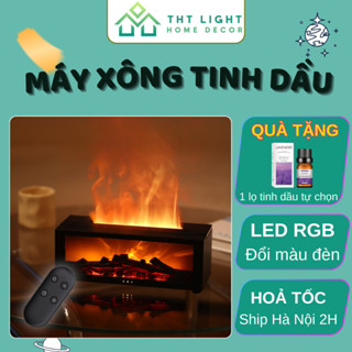   Tặng kèm tinh dầu  Máy Xông Tinh Dầu Hiệu Ứng Ngọn Lửa THT LIGHT Trang Trí Decor Phòng tạo độ ẩm khuyếch tán tinh dầu 