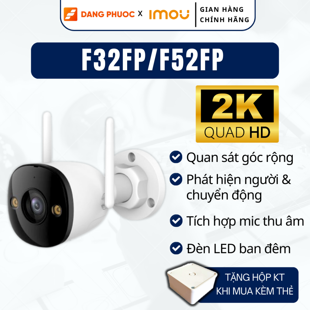Camera IP Wifi ngoài trời IMOU F32FP/F52FP, Bullet 3, Bullet 3C - màu ban đêm cao cấp