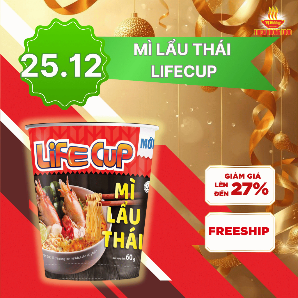  Thùng 24 Ly Mì Lẩu Thái Life Cup 60g ly TMNLY0004 