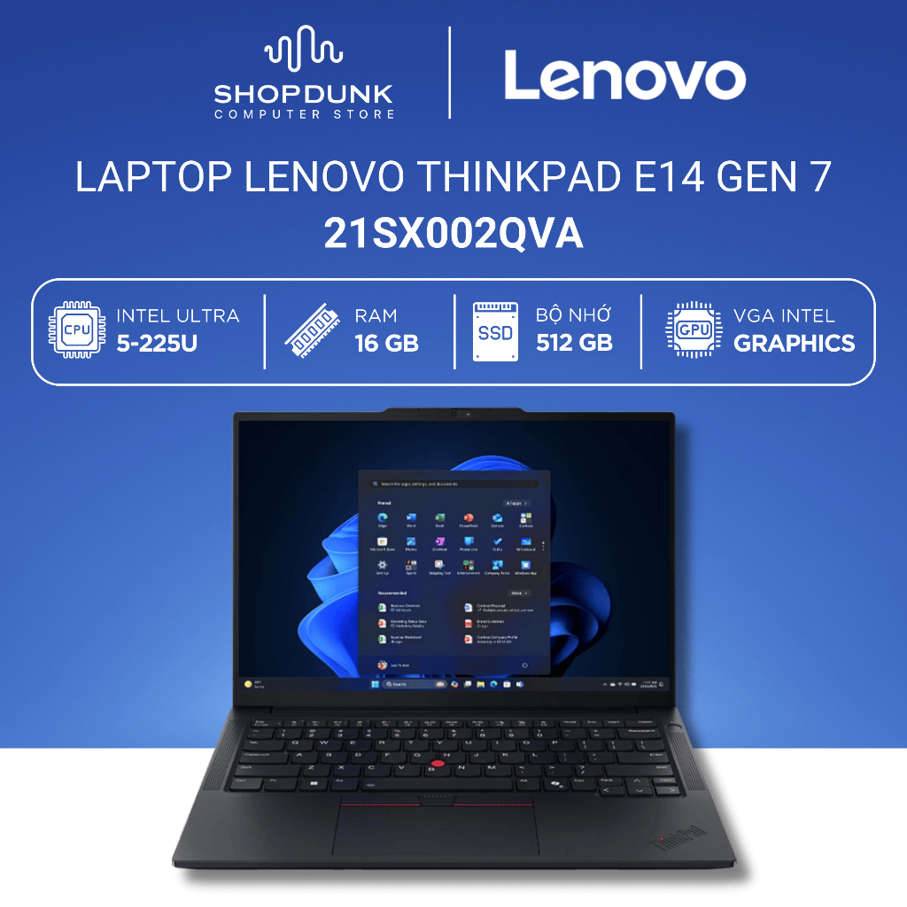 Máy tính xách tay Lenovo ThinkPad E14 Gen 7 21SX002QVA (Ultra 5 225U | 16GB | 512GB | 14" WUXGA)