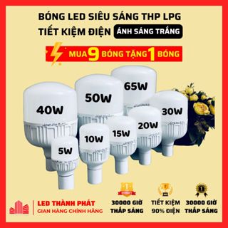  Bóng đèn led THP Linh phi Siêu Sáng 60w 50w 40w 30w 20w 10w 5w tiết kiệm điện - BULB trụ ánh sáng trắng 6500K 
