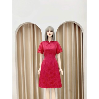  Đầm nữ Nhật Vy cổ tàu tay ngắn dáng xoè chất lụa công sở dự tiệc - D3581 