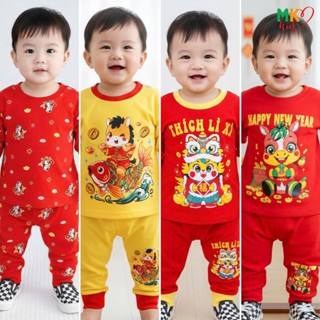  Bộ TẾT Bính Ngọ 2026 Cho Bé Trai Bé Gái 7-30Kg - Đồ Tết Và Noel Dài Tay Thun Lạnh  Cho Bé mặc Ngủ 