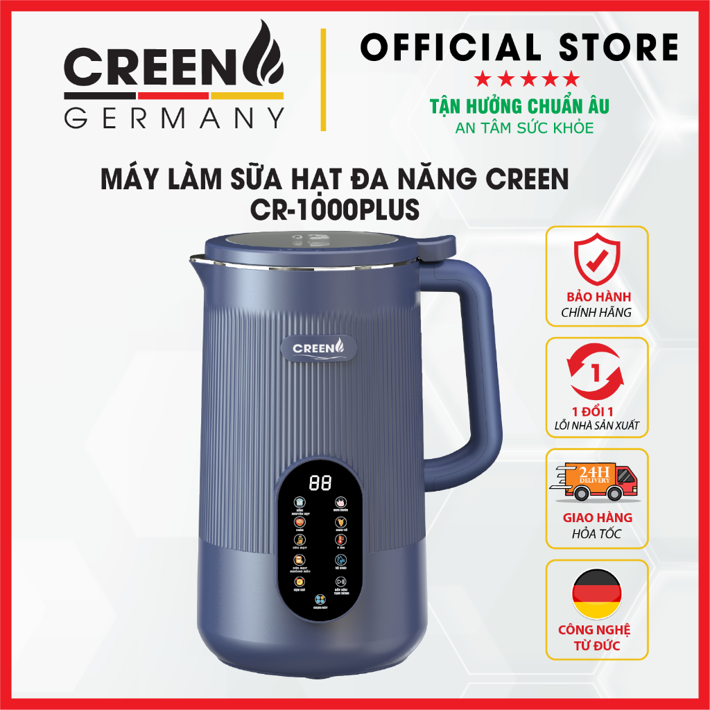 [Giảm 12% SPayLater] Máy làm sữa hạt CREEN 1 Lít CR-1000Plus - Bảo hành chính hãng 12 tháng
