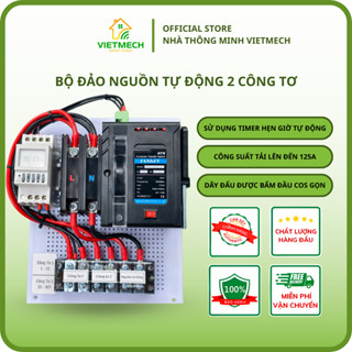  Bộ ATS 100A Đảo Nguồn Tự Động 2 Công Tơ - Chuyển Nguồn Điện Bằng Timer Hoặc Điện Thoại 